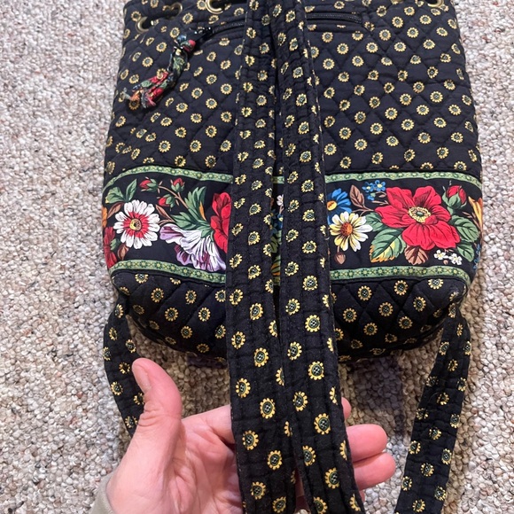 Vera Bradley Vintage Retired Floral Patterned Black Backpack - Picture 6 of 9